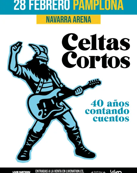 Cartel de la Gira 40 años Contando Cuentos de Celtas Cortos en Navarra Arena.