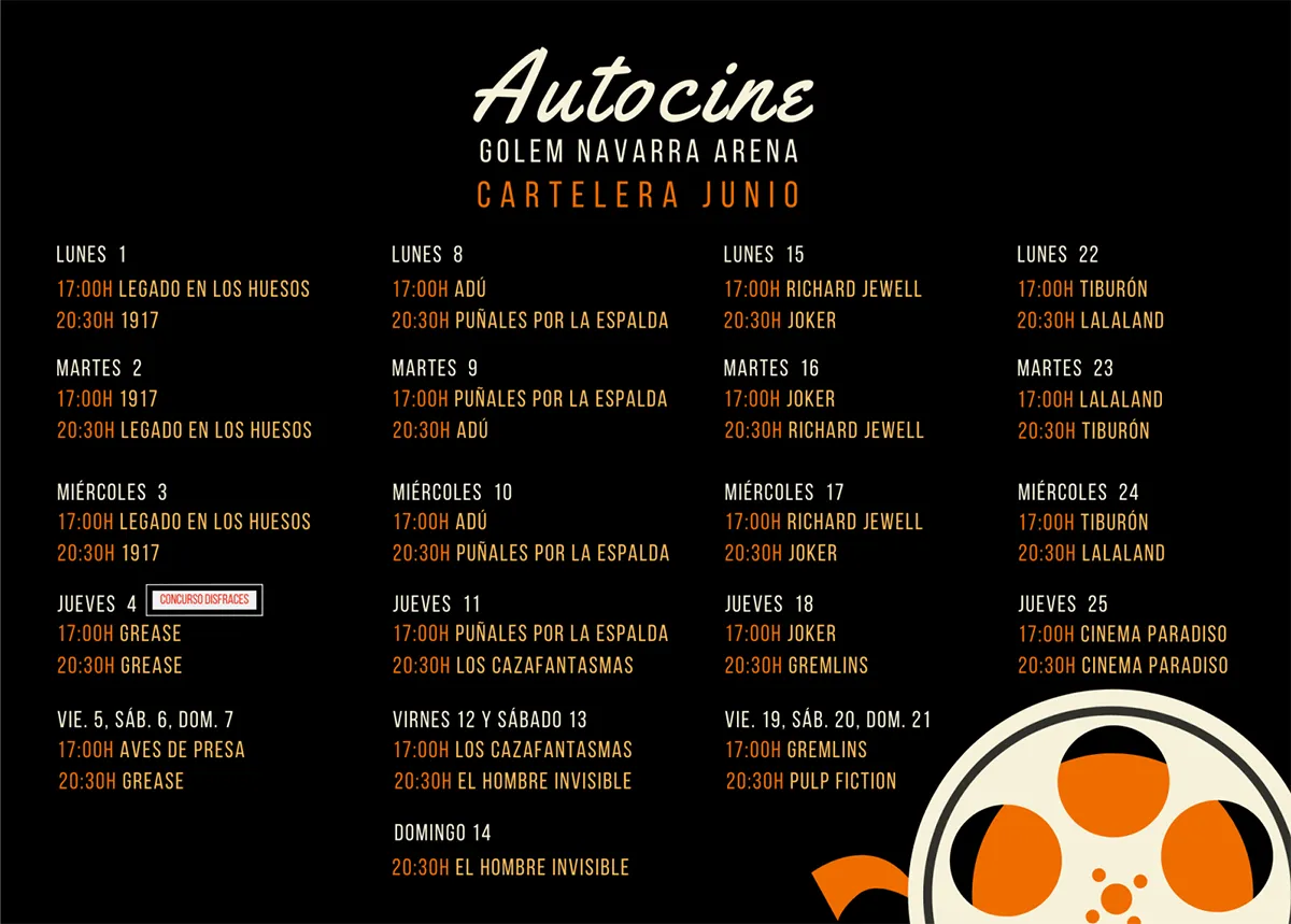 Autocine cartelera junio 2020