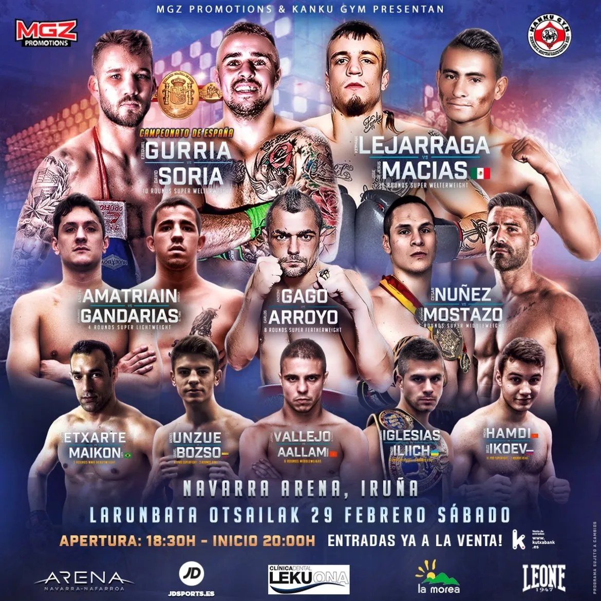Iruña Pro Boxing Kickboxing show 2020 cartel
