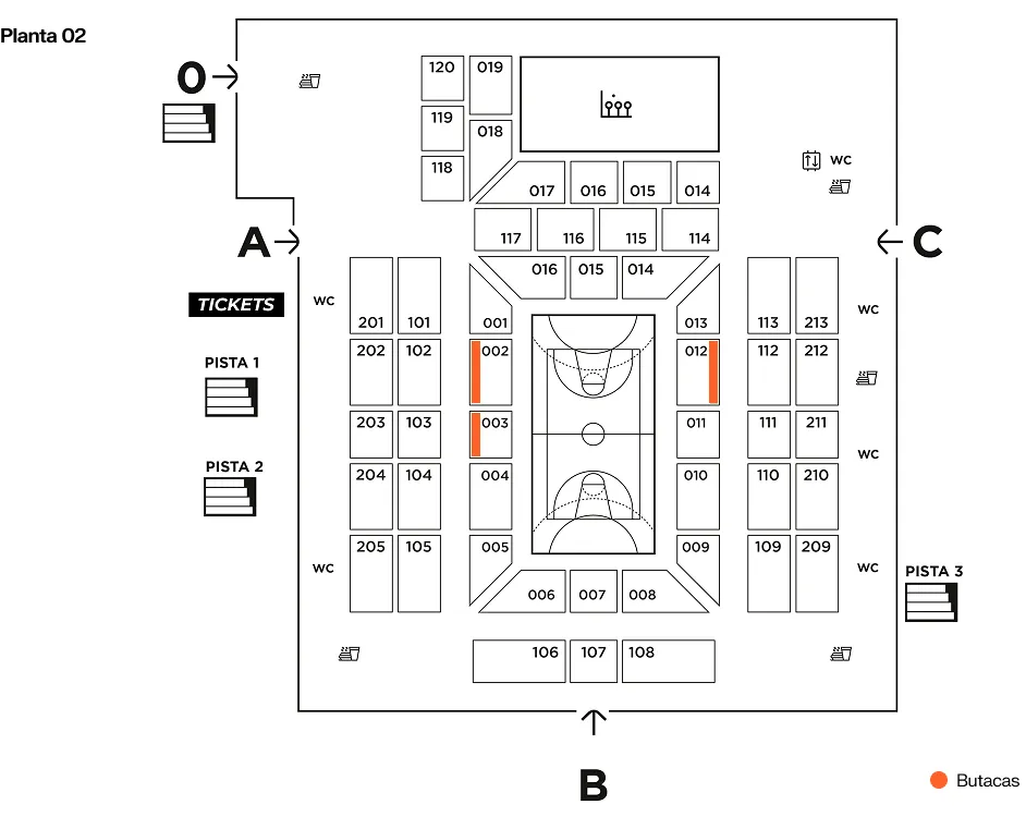 Plano de localización de las butacas premium