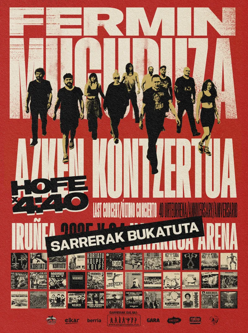 Cartel de Fermín Muguruza del concierto en Navarra Arena. Entradas agotadas.