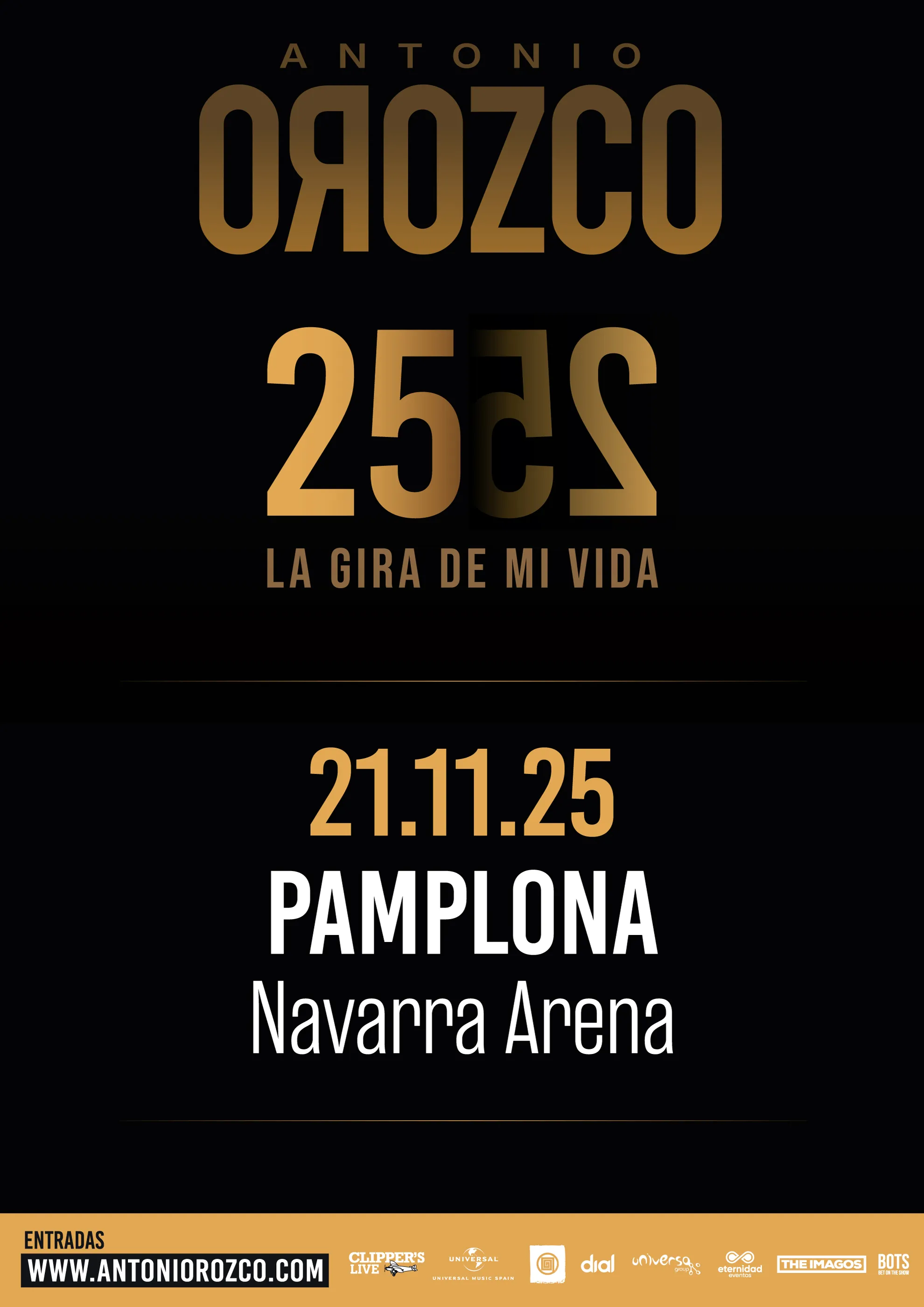 Cartel de Antonio Orozco en Navarra Arena el 21 de noviembre de 2025