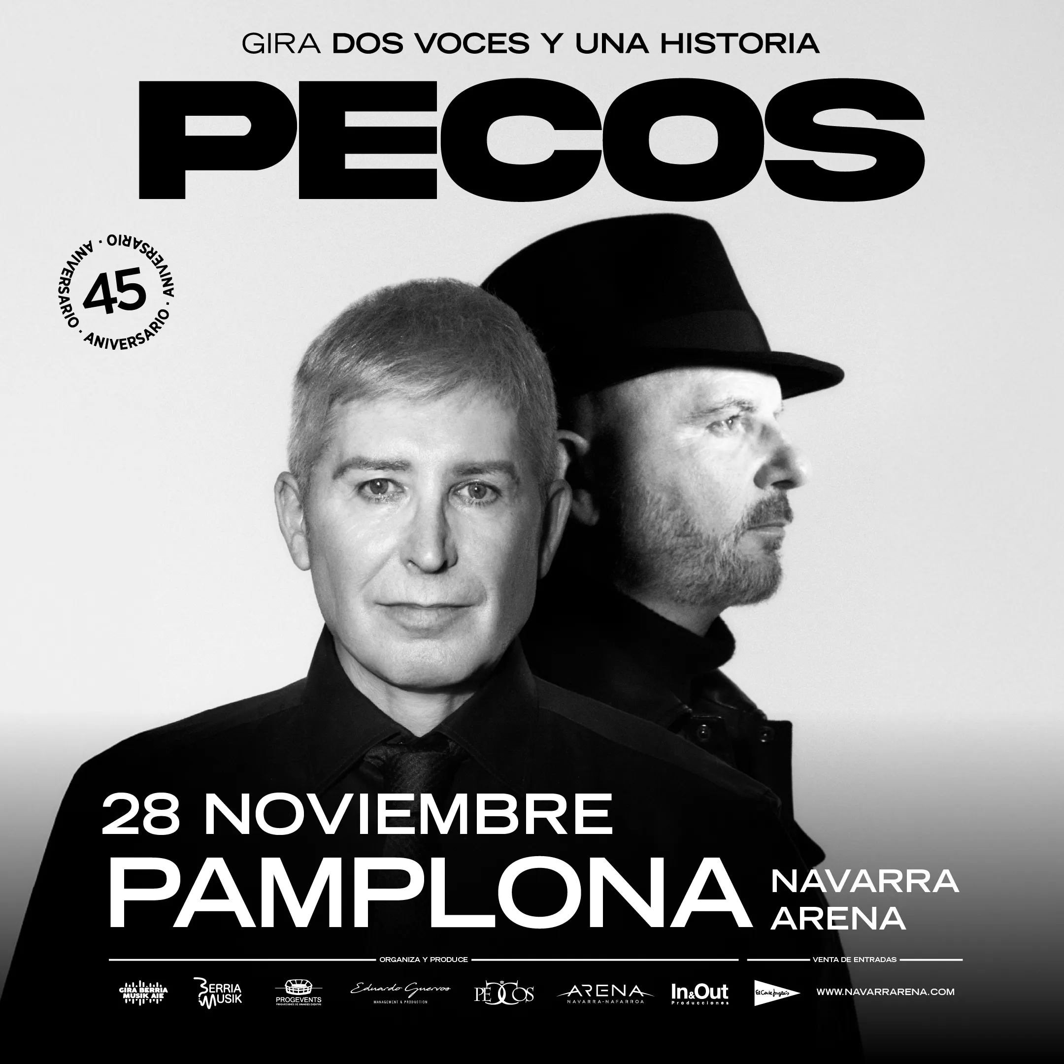 Cartel Gira Dos voces y una historia de Pecos en Navarra Arena