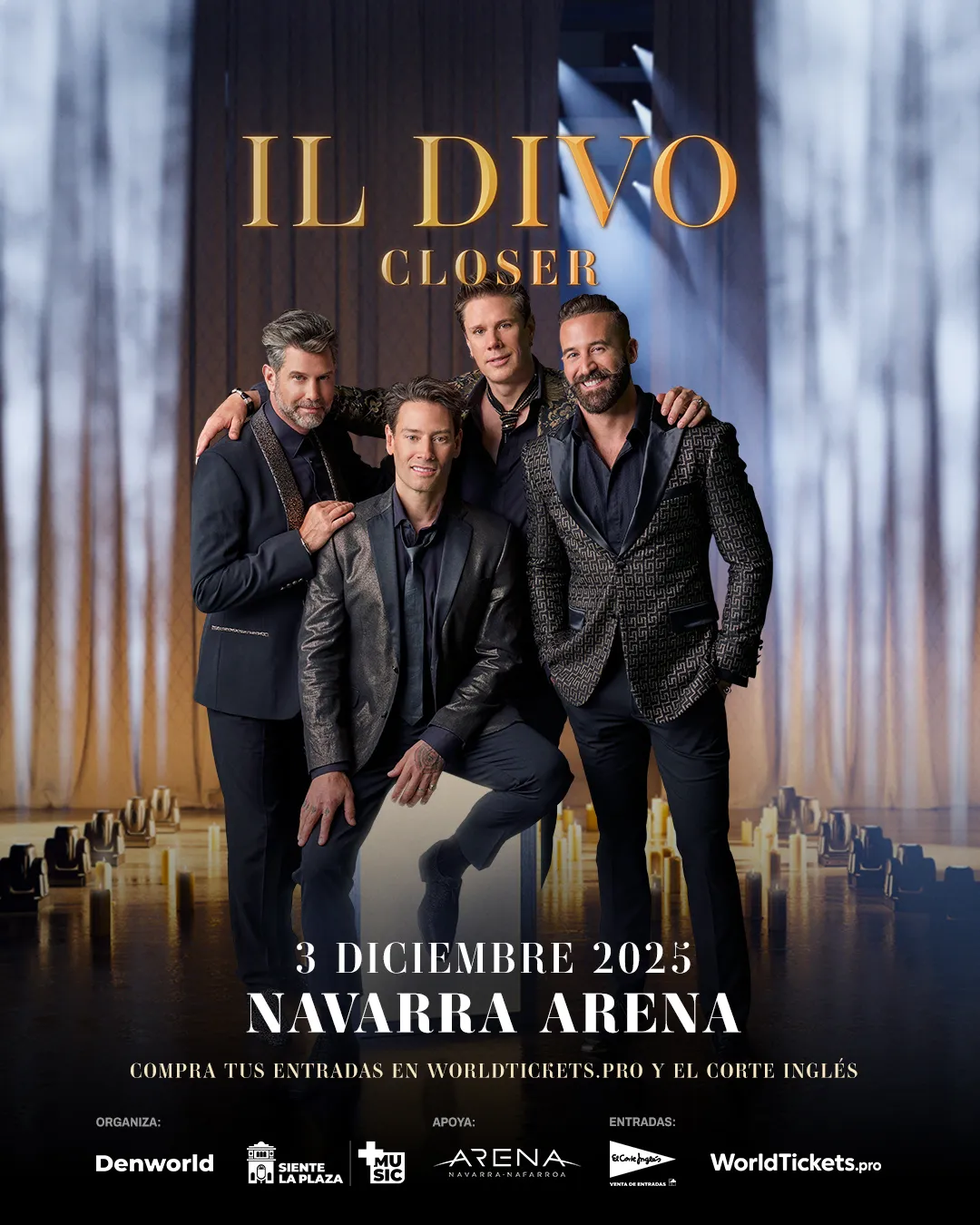 Cartel de Il Divo en Pamplona en Navarra Arena el 3 de diciembre de 2025